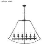 Metal Black Island Lighting: Exposed Bulb 6-Light Ceiling Pendant For Dining Room - Classical Design