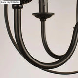Metal Black Pendant Chandelier - Swirled Arm 5-Light Fixture For Living Room