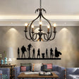 Metal Black Pendant Chandelier - Swirled Arm 5-Light Fixture For Living Room