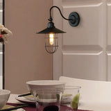 Metal Black Wall Lamp With Flared Shade: Nautical Style 1-Head Lighting For Hallway