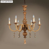 Metal Brown Chandelier Candle With 6 Bulbs Traditional Pendant Light Fixture