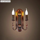 Metal Brown Wall Sconce Candlestick - Rustic 2 Headed Mounted Lamp For Restaurant