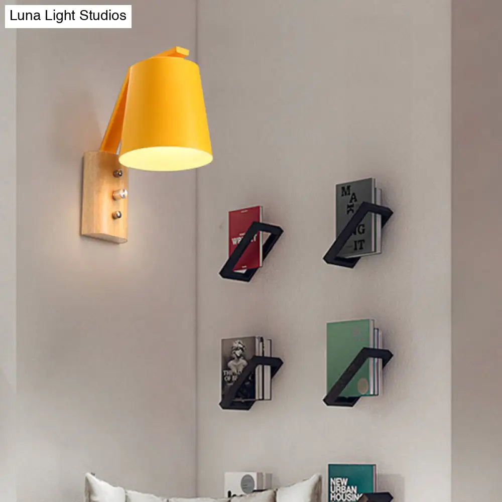 Metal Bucket Nursing Room Wall Sconce 1 Bulb Macaron Loft Light