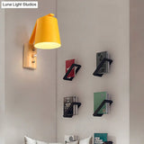 Metal Bucket Nursing Room Wall Sconce 1 Bulb Macaron Loft Light
