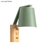 Metal Bucket Nursing Room Wall Sconce 1 Bulb Macaron Loft Light