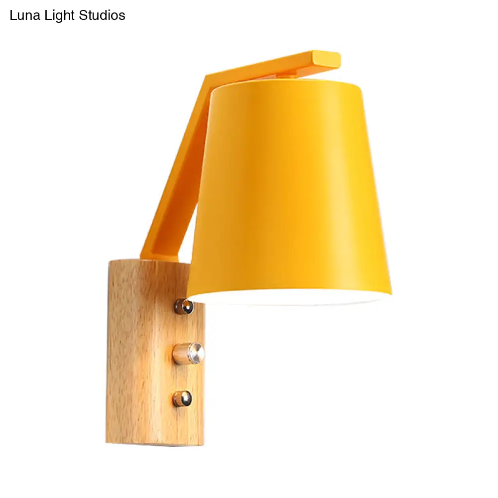 Metal Bucket Nursing Room Wall Sconce 1 Bulb Macaron Loft Light