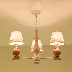 Metal Bunny Pendant Light With Fabric Shade - Adorable Pink Hanging Lights For Girls Bedroom 3 /