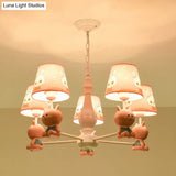Metal Bunny Pendant Light With Fabric Shade - Adorable Pink Hanging Lights For Girls Bedroom
