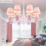 Metal Bunny Pendant Light With Fabric Shade - Adorable Pink Hanging Lights For Girls Bedroom