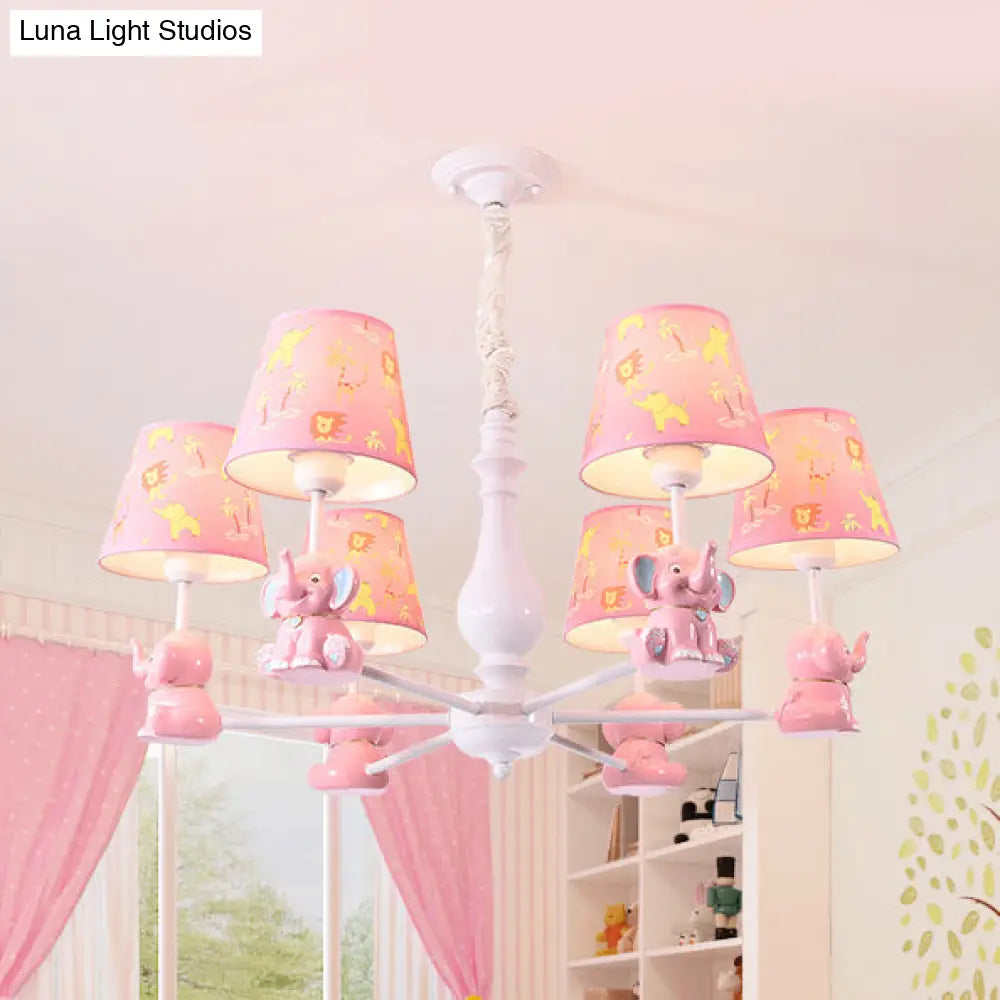 Metal Bunny Pendant Light With Fabric Shade - Adorable Pink Hanging Lights For Girls Bedroom