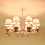 Metal Bunny Pendant Light With Fabric Shade - Adorable Pink Hanging Lights For Girls Bedroom 8 /
