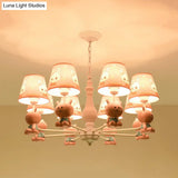 Metal Bunny Pendant Light With Fabric Shade - Adorable Pink Hanging Lights For Girls Bedroom