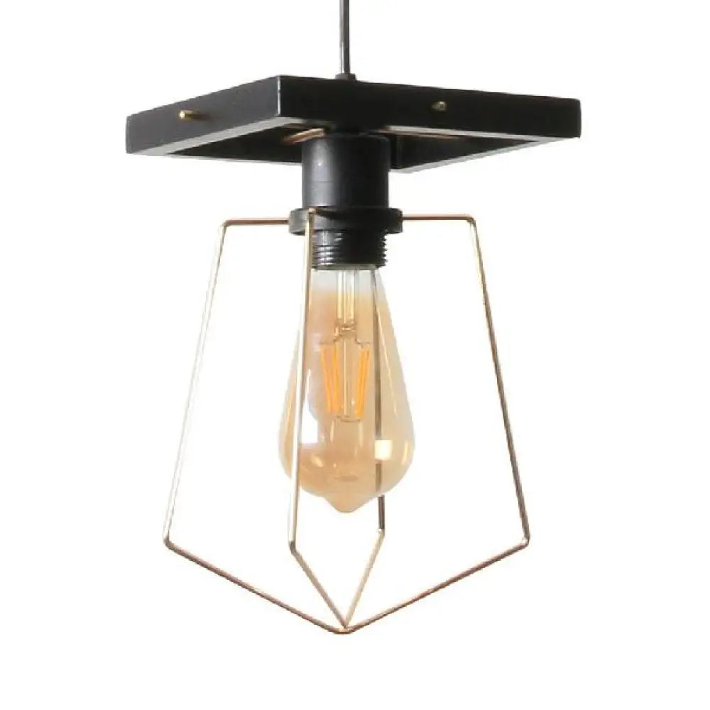 Metal Caged Pendant Lighting - Farmhouse Style 1 Light Black / A