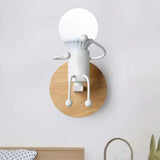Metal Cartoon Wall Light Fixture - 1-Light Grey/White/Green Lamp For Bedroom White