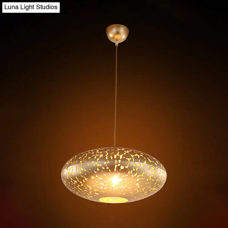 Metal Ceiling Lamp Lantern - Silver/Bronze/Brass 1 Head Pendant Light For Bedroom
