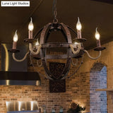 Metal Chandelier Lamp - Country Style 6-Light Pendant Lighting For Dining Room In Rust