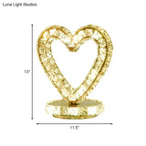 Metal Chrome Finish Night Table Light With Led Modernism Heart/Round Design & Crystal Accent -