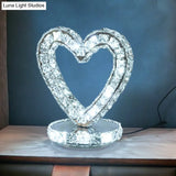 Metal Chrome Finish Night Table Light With Led Modernism Heart/Round Design & Crystal Accent -
