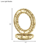 Metal Chrome Finish Night Table Light With Led Modernism Heart/Round Design & Crystal Accent -