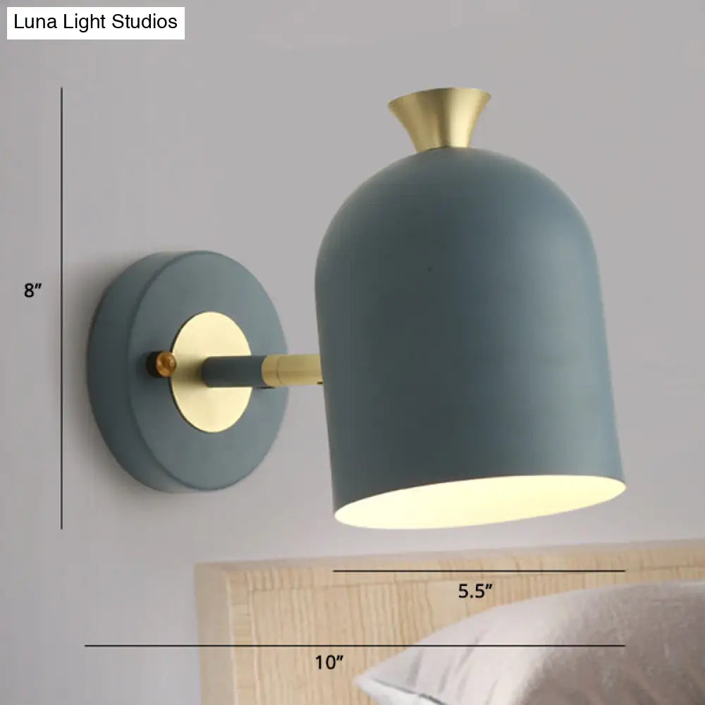 Metal Cloche Wall Sconce With Adjustable Macaron Lighting For Bedroom