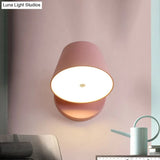 Metal Cone Wall Sconce - 1 Light In White/Warm With Pink Yellow And Black Accents