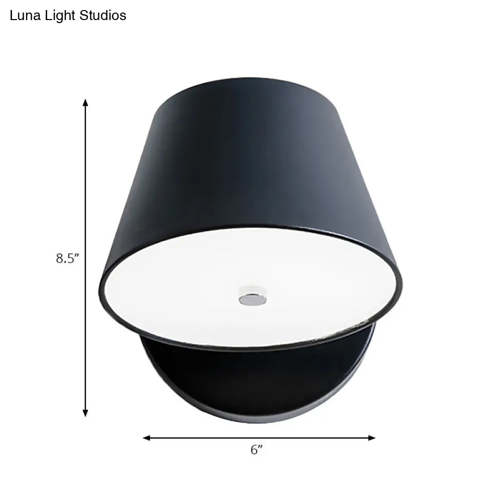 Metal Cone Wall Sconce - 1 Light In White/Warm With Pink Yellow And Black Accents