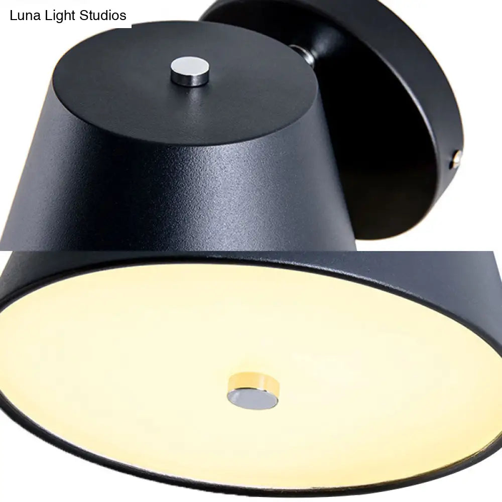 Metal Cone Wall Sconce - 1 Light In White/Warm With Pink Yellow And Black Accents