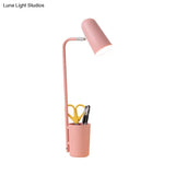 Metal Cup Desk Light - Macaron Style Reading Lamp With Pen Holder For Study Room