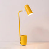 Metal Cup Desk Light - Macaron Style Reading Lamp With Pen Holder For Study Room Yellow
