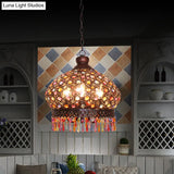 Metal Dome Chandelier Light Fixture - 14/18 Width Decorative 3-Light Hanging Lamp For Living Room In