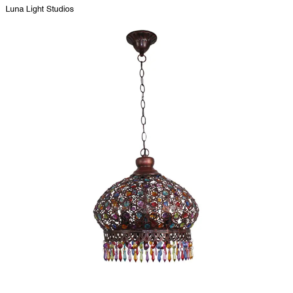 Metal Dome Chandelier Light Fixture - 14/18 Width Decorative 3-Light Hanging Lamp For Living Room In