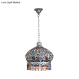 Metal Dome Chandelier Light Fixture - 14/18 Width Decorative 3-Light Hanging Lamp For Living Room In