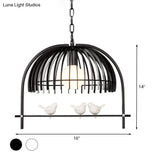 Metal Dome Shade Ceiling Pendant Light With Bird Cage Design - Lodge Style 1-Bulb Indoor Hanging