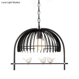 Metal Dome Shade Ceiling Pendant Light With Bird Cage Design - Lodge Style 1-Bulb Indoor Hanging