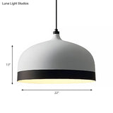 Metal Domed Hanging Light Fixture - Modern Simple Suspension Lamp Black & White
