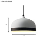 Metal Domed Hanging Light Fixture - Modern Simple Suspension Lamp Black & White