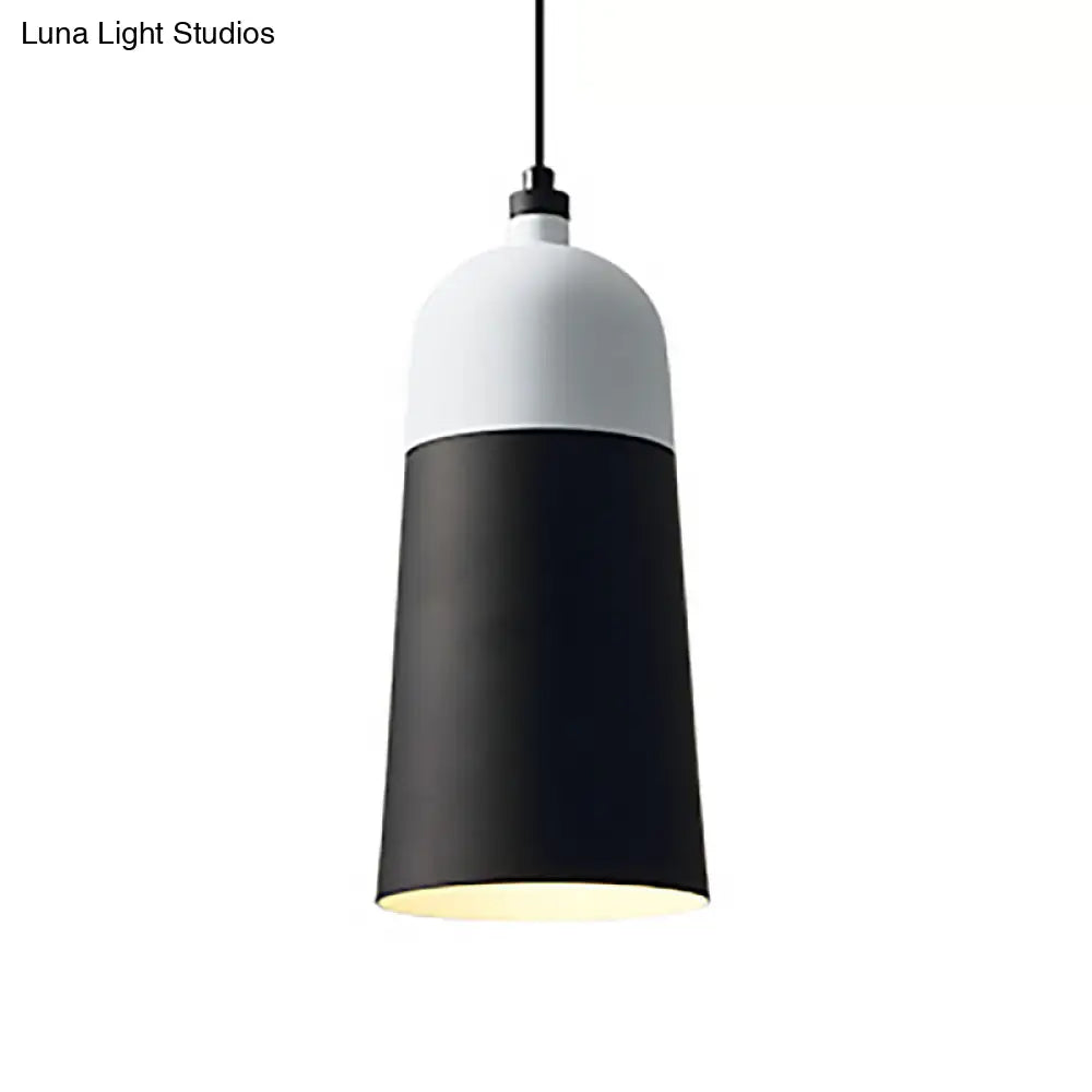 Metal Domed Hanging Light Fixture - Modern Simple Suspension Lamp Black & White