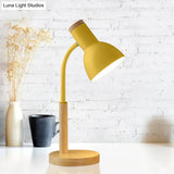 Metal Domed Night Table Lamp - 1 Bulb Black/White/Yellow Colors Flexible & Simple Nightstand Light