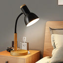 Metal Domed Night Table Lamp - 1 Bulb Black/White/Yellow Colors Flexible & Simple Nightstand Light