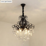 Metal Drop Pendant Chandelier With Crystal Draping - Traditional Branch Design