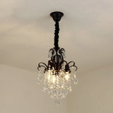 Metal Drop Pendant Chandelier With Crystal Draping - Traditional Branch Design Black / 12.5