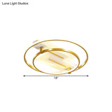 Metal Dual Ring Ceiling Light - Simplicity 18’/21.5’ Wide Led Gold Flush Mount Lamp In Warm/White