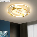 Metal Dual Ring Ceiling Light - Simplicity 18’/21.5’ Wide Led Gold Flush Mount Lamp In Warm/White