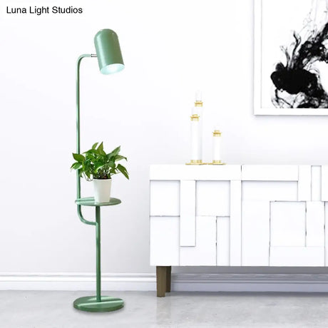 Metal Floor Light Warehouse: Bell Shaped Living Room Reading Lamp With Wood Shelf Deco -
