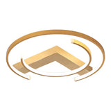 Metal Gold Flush Mount Ceiling Lamp - C-Shaped Design Led Bedroom Lighting 16/19.5 Wide
