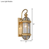 Metal Gold Sconce Light Lantern - Traditional 1-Head Wall Lighting Fixture For Hallway