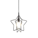 Metal Hanging Lamp: Round/Star Loft Style Ceiling Pendant Light In Black / Star