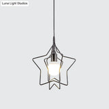 Metal Hanging Lamp: Round/Star Loft Style Ceiling Pendant Light In Black