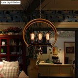 Metal Hanging Light: Brass Industrial Chandeliers - Bare Bulb 3-Light For Living Room