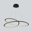 Metal Led Chandelier: Sleek Seamless Curves For Minimalistic Dining Room Lighting Black / 23.5 White